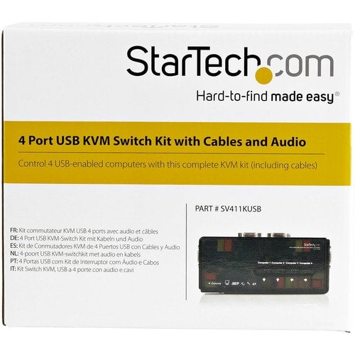 4 PORT USB VGA KVM SWITCH KVM SWITCH KIT CABLES AUDIO VIDEO