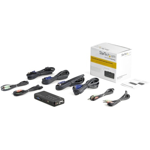 4 PORT USB VGA KVM SWITCH KVM SWITCH KIT CABLES AUDIO VIDEO