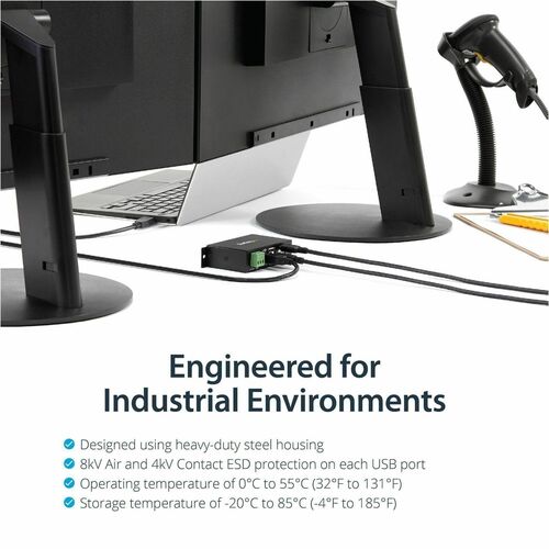 4 PORT USB 2.0 HUB METAL TAA INDUSTRIAL MOUNTABLE HEAVY DUTY
