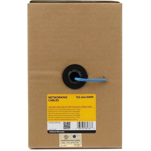 1000FT BLUE CAT5E CABLE PLENUM BULK SOLID WIRE ETHERNET RJ45 SPOOL