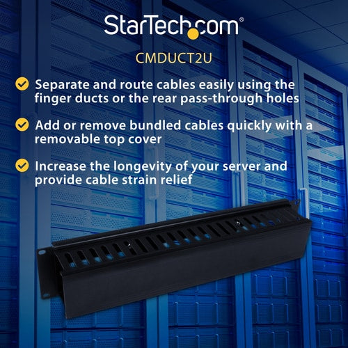 SERVER RACK CABLE MANAGEMENT 2U HORIZONTAL SLOTTED FINGER DUCT