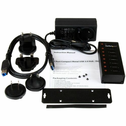 7 PORT USB 3.0 HUB METAL TAA POWERED MOUNTABLE USB SPLITTER HUB