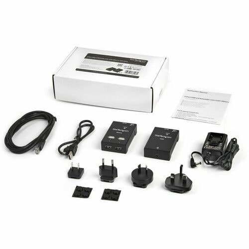 4 PORT USB 2.0 EXTENDER HUB USB-A OVER CAT5/6 ETHERNET RJ45