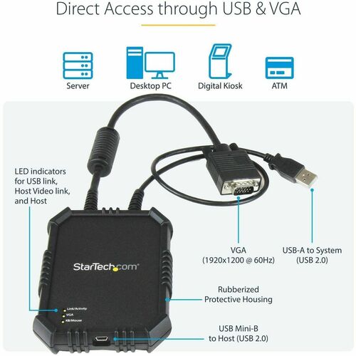 CRASH CART ADAPTER KVM CONSOLE LAPTOP USB VGA PORTABLE KVM CONSOLE