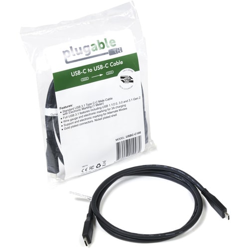 PLUGABLE USBC-C100 10 GBPS USB C TO USB C CABLE