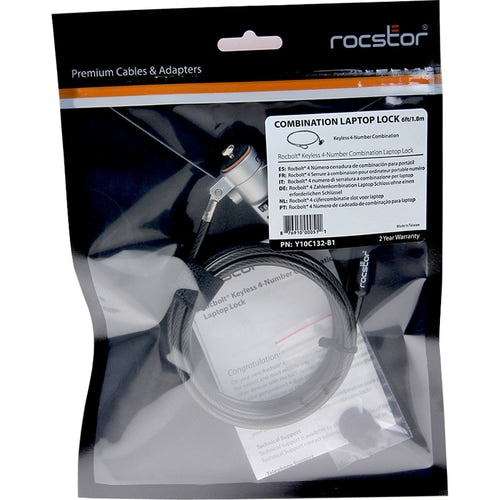 6FT ROCBOLT COMBINATION LAPTOP LOCK SECURITY CABLE 4 DIGIT LOCK