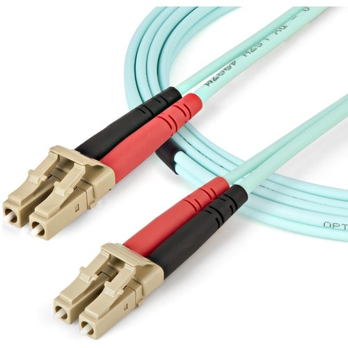 2M OM4 FIBER OPTIC CABLE LC/LC FIBER MULTIMODE PATCH CABLE - AQUA