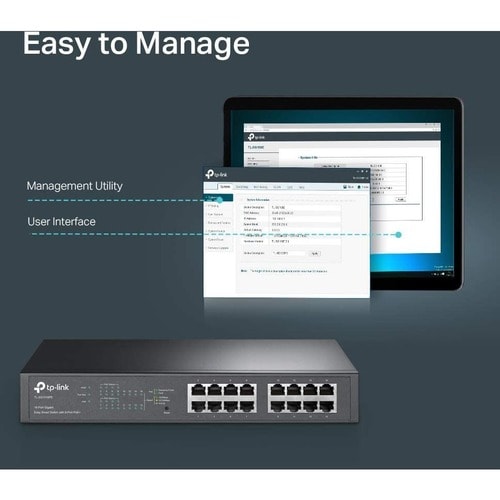 16PORT GIGABITSWITCH/8PORT POE+ EASY SMART SWITCH W/ 8PORT POE+