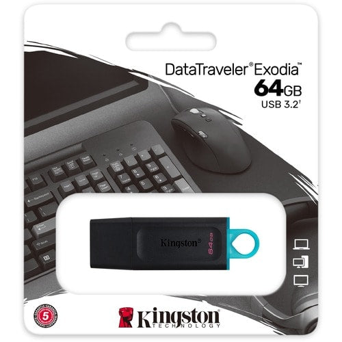 64GB USB3.2 GEN 1 DATATRAVELER EXODIA BLACK/TEAL