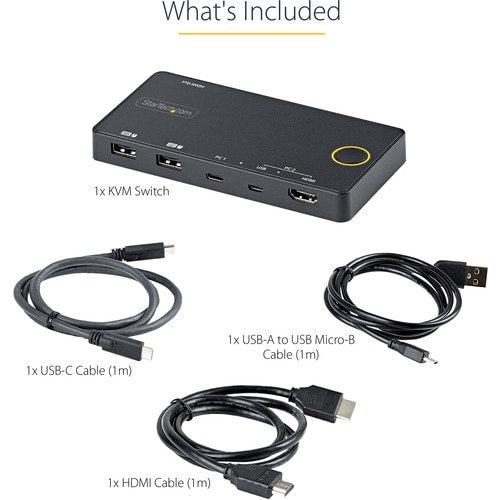 2 PORT USB C KVM SWITCH 4K USB A C HDMI HYBRID MINI KVM SWITCH