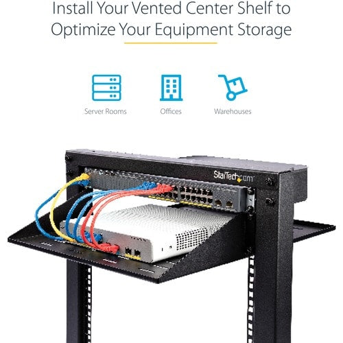 2U SERVER RACK SHELF UNIVERSAL CENTER MOUNT VENTED CANTILEVER TRAY