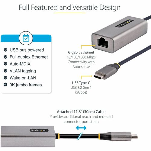 USB C TO ETHERNET ADAPTER USBC GIGABIT RJ45 LAN NETWORK DONGLE