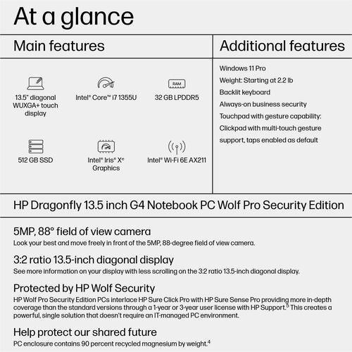 SMART BUY DRAGONFLY G4 I7-1355U 13.5IN 32GB 512GB W11 PRO64