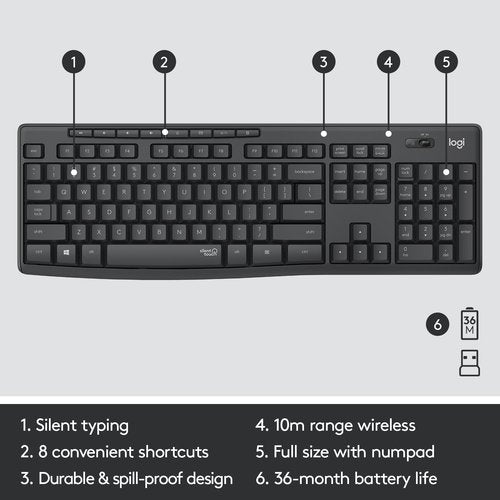 MK295 SILENT WL KEYBOARD MOUSE COMBO GRAPHITE