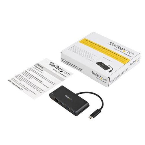 USB C GIGABIT ETHERNET ADAPTER 3-PORT USB HUB WITH POWER DELIVERY