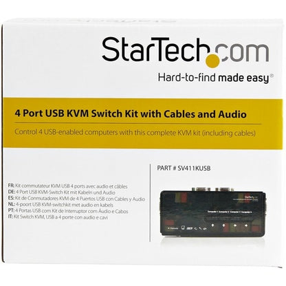 4 PORT USB VGA KVM SWITCH KVM SWITCH KIT CABLES AUDIO VIDEO