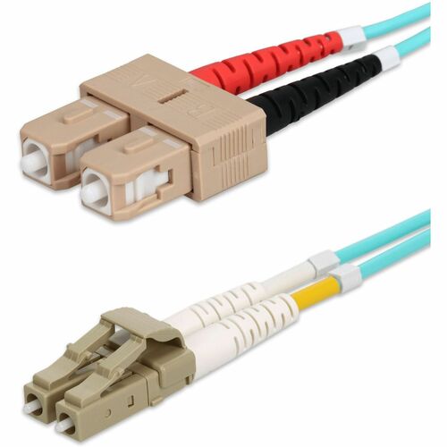 2M LOMM OM4 FIBER OPTIC MALE LC/SC 50/125 DUPLEX AQUA CABLE