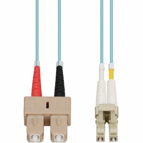 3M LOMM OM4 FIBER OPTIC MALE LC/SC 50/125 DUPLEX AQUA CABLE