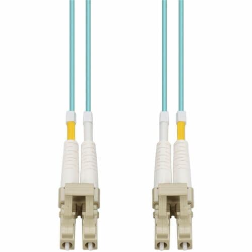 10M LOMM OM4 FIBER OPTIC MALE LC/LC 50/125 DUPLEX AQUA CABLE