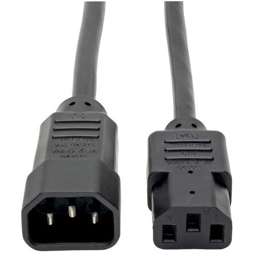2FT POWER EXTENSION CORD 18AWG 10A C14 TO C13 COMPUTER CABLE