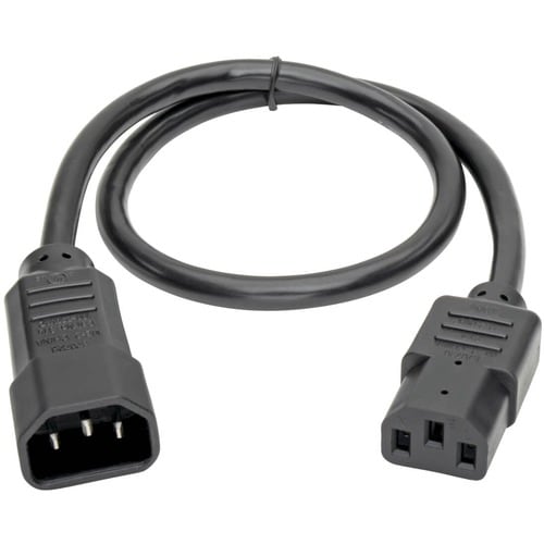 2FT POWER EXTENSION CORD 18AWG 10A C14 TO C13 COMPUTER CABLE