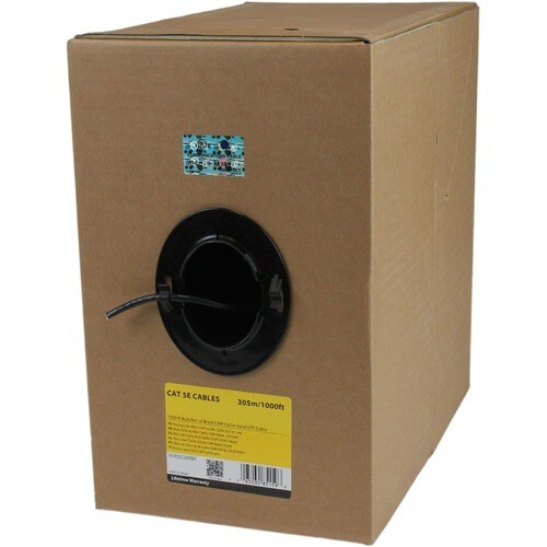 1000FT BLACK CAT5E CABLE BULK SOLID ETHERNET CABLE SPOOL RJ45