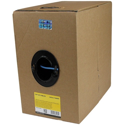 1000FT BLUE CAT5E CABLE PLENUM BULK SOLID WIRE ETHERNET RJ45 SPOOL
