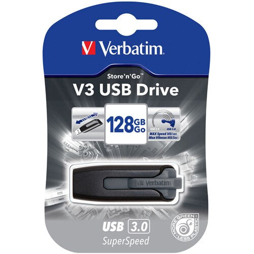 128GB FLASH DRIVE USB 3.0 STORE N GO V3 RETRACTABLE 49189