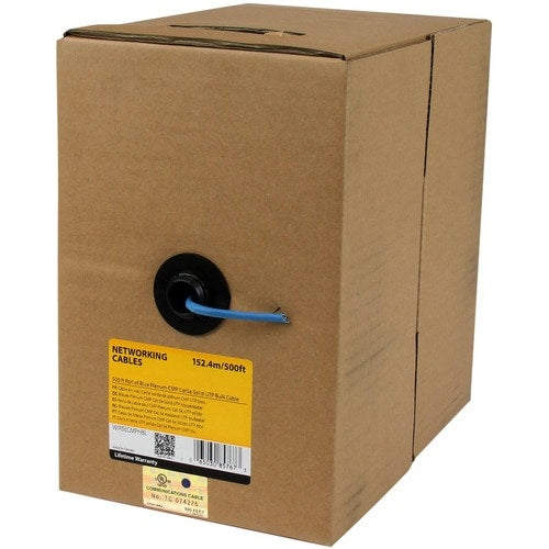 500FT BLUE CAT5E CABLE PLENUM BULK SOLID WIRE ETHERNET RJ45 SPOOL