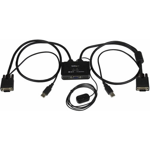 2 PORT VGA KVM SWITCH CABLE KVM USB POWERED REMOTE SWITCH