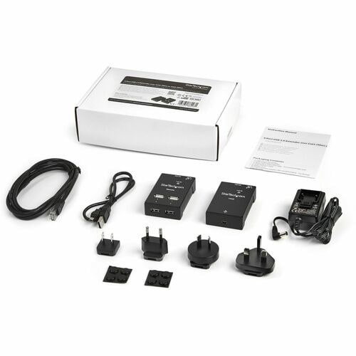 4 PORT USB 2.0 EXTENDER HUB USB-A OVER CAT5/6 ETHERNET RJ45