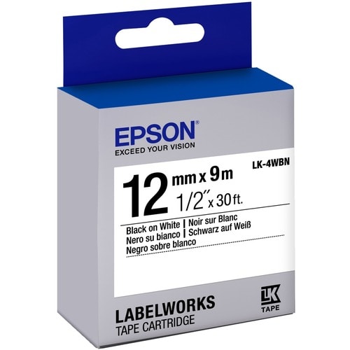 LABEL WORKS LABELS STND BLK/WHT 12MM TAPE CART