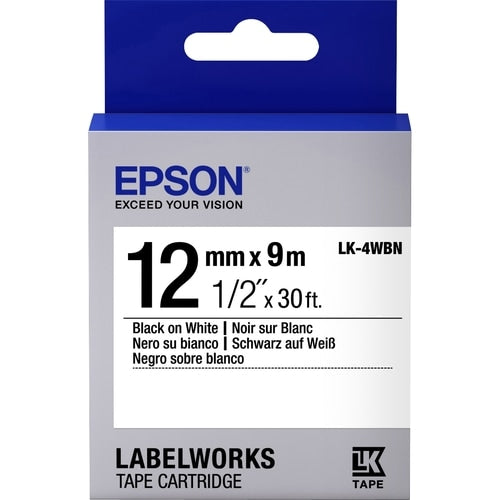 LABEL WORKS LABELS STND BLK/WHT 12MM TAPE CART