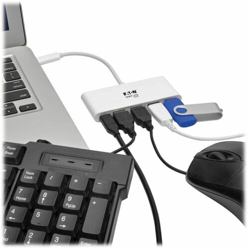 4-PORT USB PORTABLE HUB ADAPTER USB-C TO 4XUBS-A W/ USB-C CHARGING