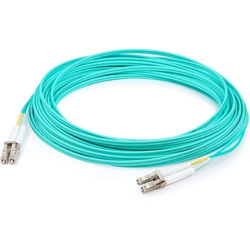 15M LOMM OM4 FIBER OPTIC MALE LC/LC 50/125 DUPLEX AQUA CABLE