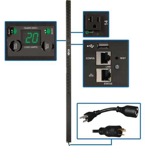 PDU SWITCHED 120V 20A 0URM 24 5-15/20R L5-20P LX INTERFACE TAA