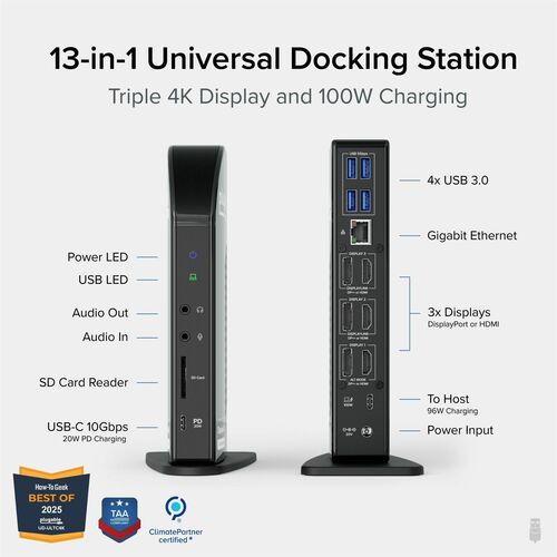PLUGABLE UD-ULTC4K USB-C 4K TRIPLE DISPLAY DOCK W/ PD