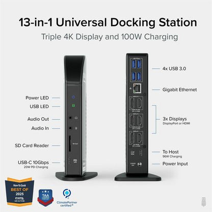 PLUGABLE UD-ULTC4K USB-C 4K TRIPLE DISPLAY DOCK W/ PD