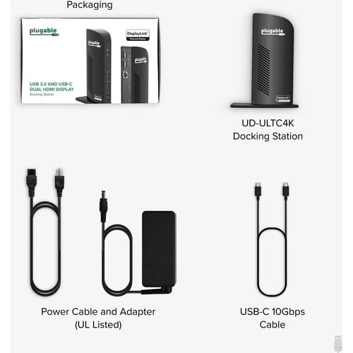 PLUGABLE UD-ULTC4K USB-C 4K TRIPLE DISPLAY DOCK W/ PD