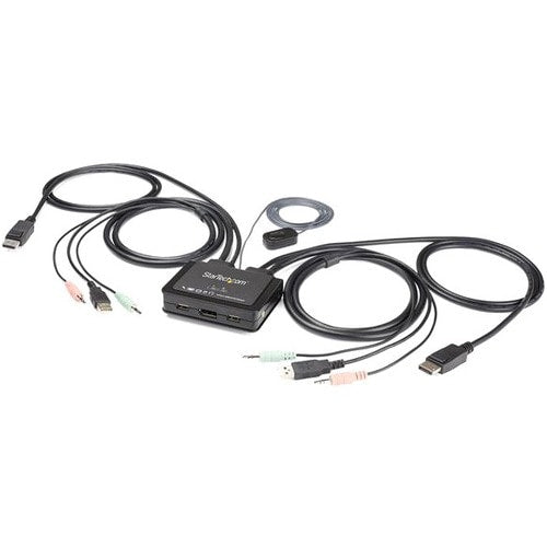 2 PORT DISPLAYPORT KVM SWITCH USB AUDIO DP 4K COMPACT KVM SWITCH