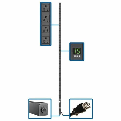 PDU METERED 120V 1.44KW 72IN 36 NEMA 5-15R 5-15P 15FT CORD 0URM