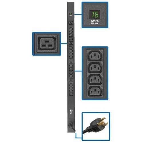 PDU METERED 16 C13 4 C19 208/ 240V 3.2/3.8KW C20/L6-20P 10FT CORD