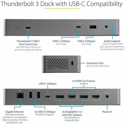 THUNDERBOLT 3 DOCK 4K 85W PD DUAL MONITOR LAPTOP DOCKING STATION