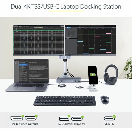 THUNDERBOLT 3 DOCK 4K 85W PD DUAL MONITOR LAPTOP DOCKING STATION