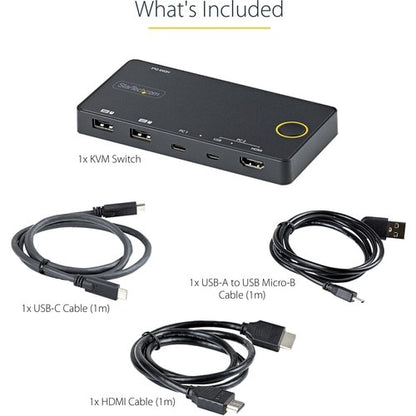 2 PORT USB C KVM SWITCH 4K USB A C HDMI HYBRID MINI KVM SWITCH