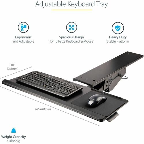 ADJUSTABLE UNDER DESK KEYBOARD TRAY ERGONOMIC DESK MOUNT TRAY
