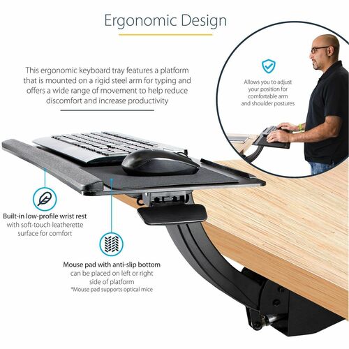 ADJUSTABLE UNDER DESK KEYBOARD TRAY ERGONOMIC DESK MOUNT TRAY
