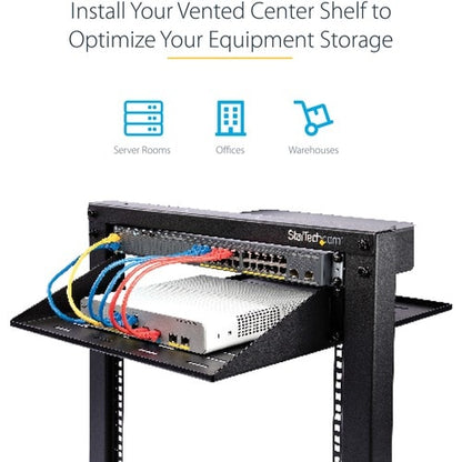2U SERVER RACK SHELF UNIVERSAL CENTER MOUNT VENTED CANTILEVER TRAY