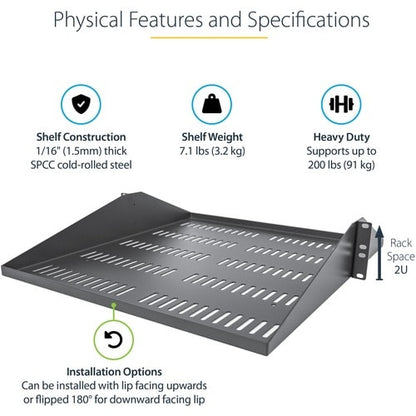 2U SERVER RACK SHELF UNIVERSAL CENTER MOUNT VENTED CANTILEVER TRAY