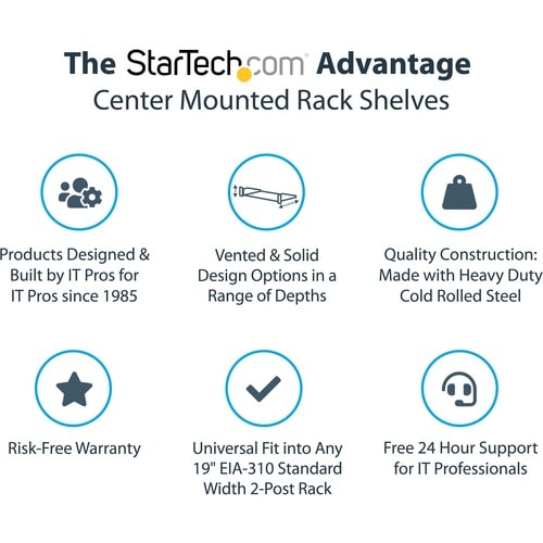 2U SERVER RACK SHELF UNIVERSAL CENTER MOUNT VENTED CANTILEVER TRAY